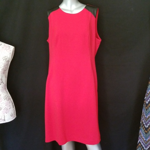 red leather look dress